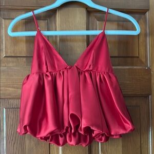 Zara Red Ruffled Sleeveless Camisole